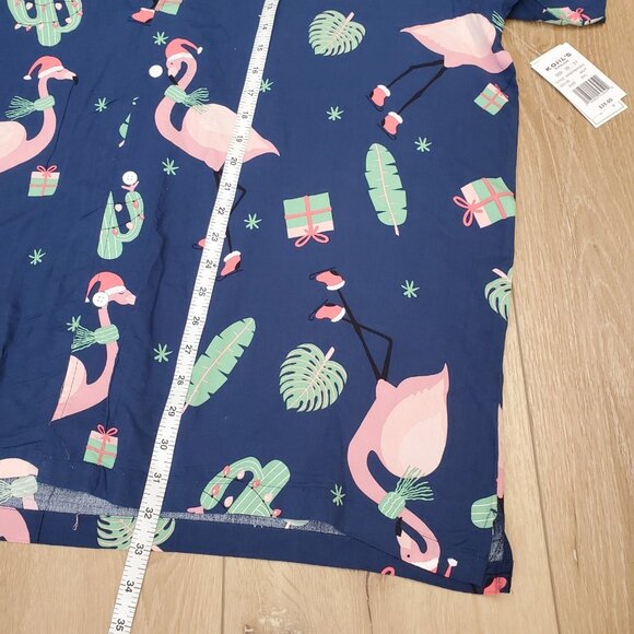 BIOWORLD Mens Holiday Flamingo Cactus Hawaiian Lights Button Down Shirt Xmas 2XL - Picture 7 of 10